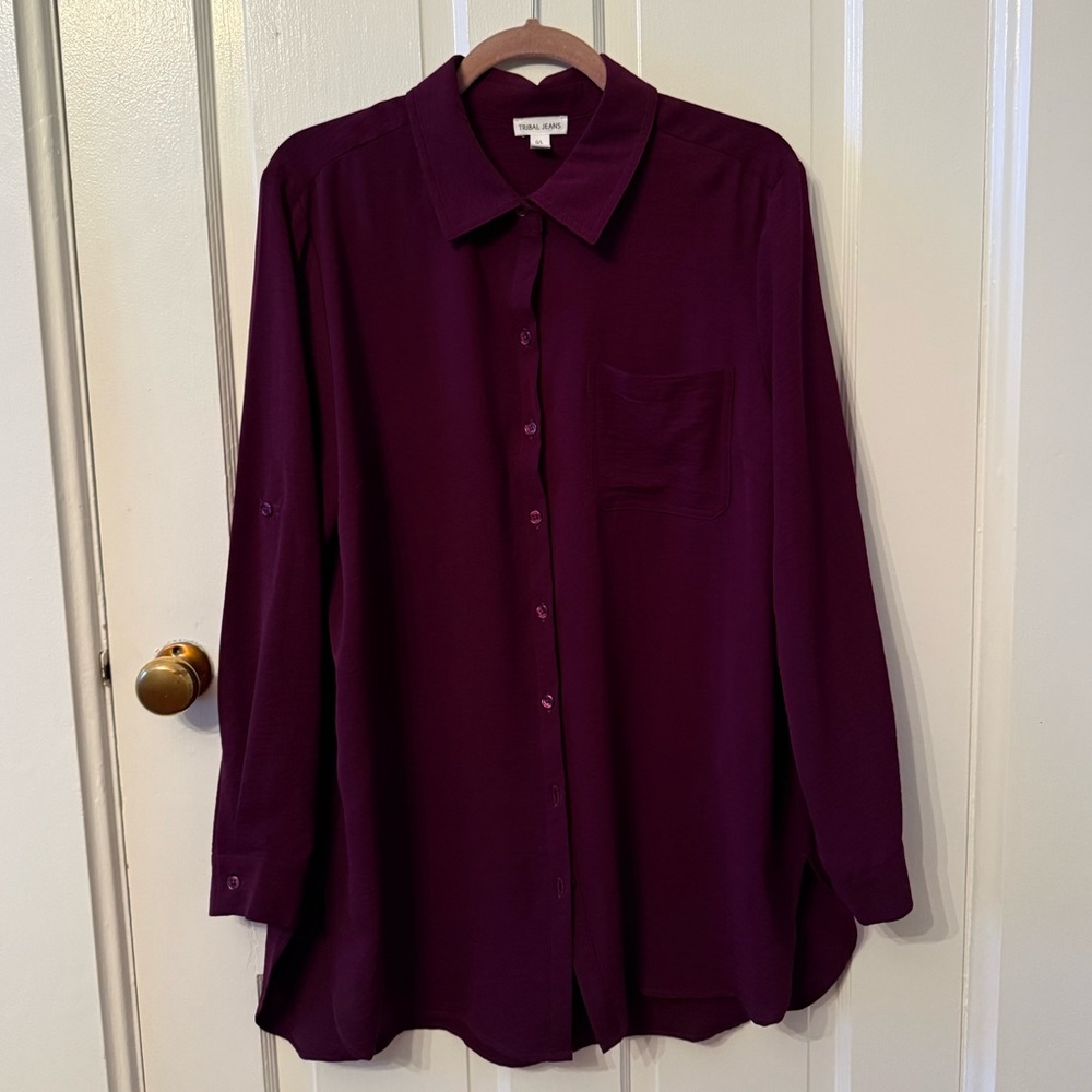 Tribal Elegant Plum Women's Blouse Size Large